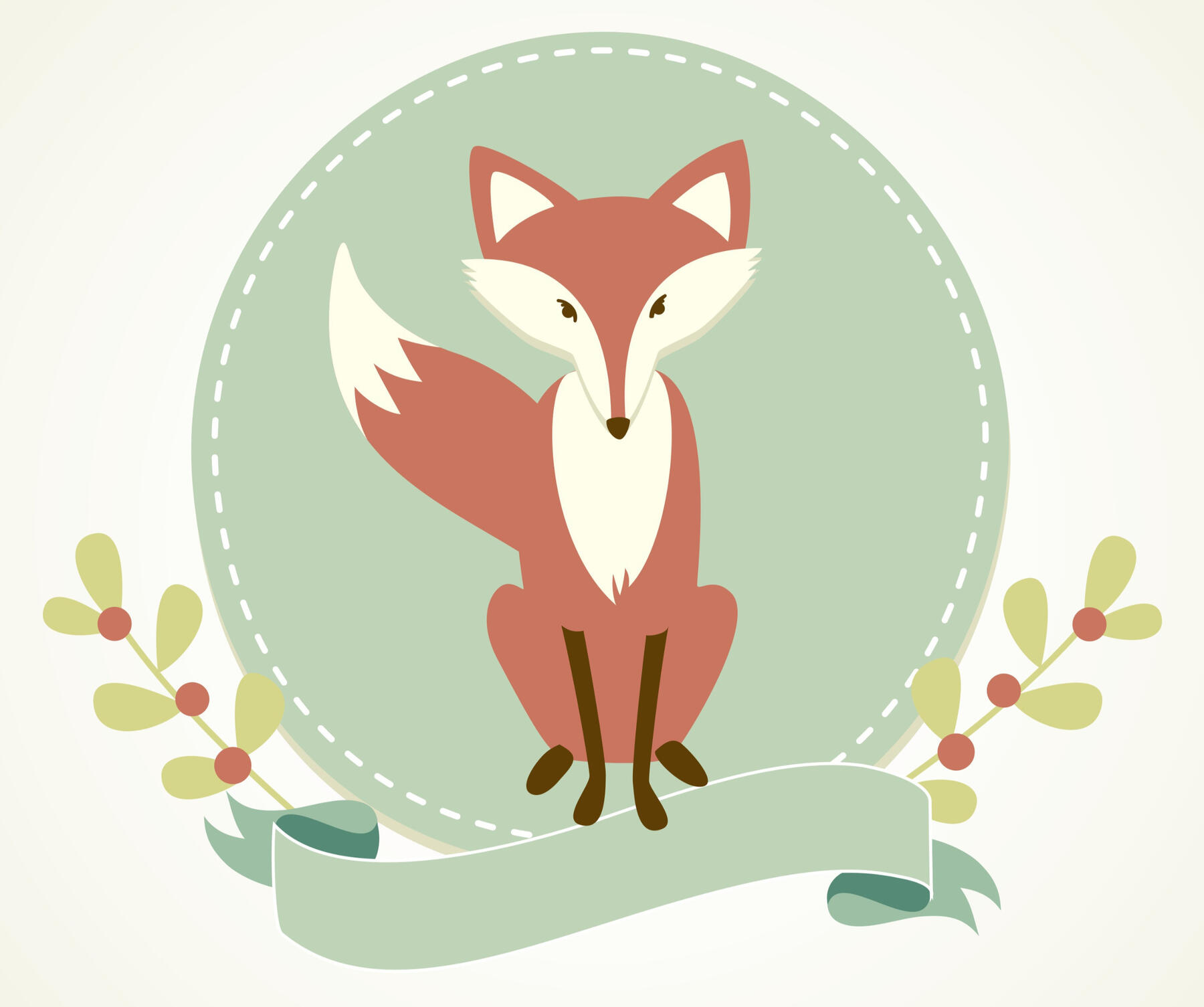 A drawing of a fox inside a circle